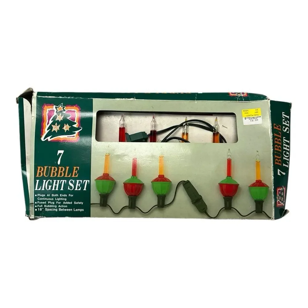 VTG Bubbling Lights Christmas Tree Holiday Decorative - 7 light set